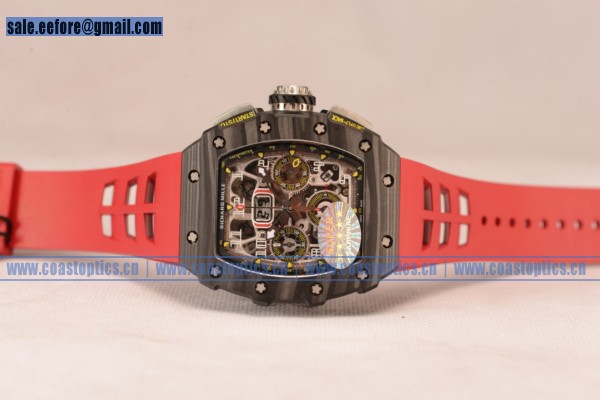 1:1 Clone Richard Mille RM11-03 Carbon Fiber Miyota 6T51 Automatic Skeleton Dial Red Rubber Strap (KV) - Click Image to Close